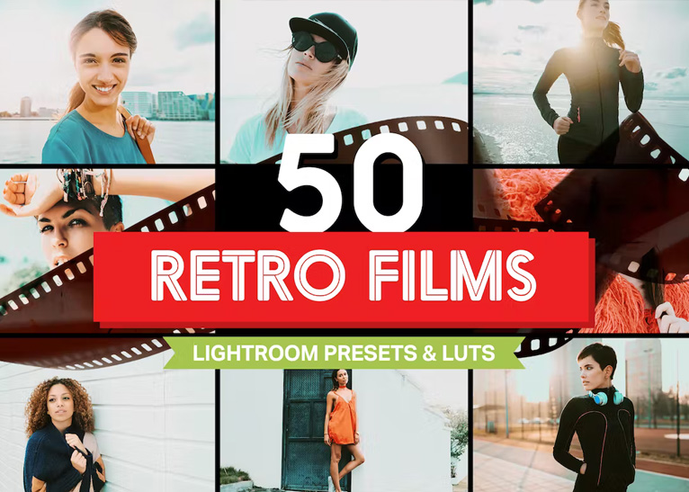 50 Retro Films Lightroom Presets & LUTs