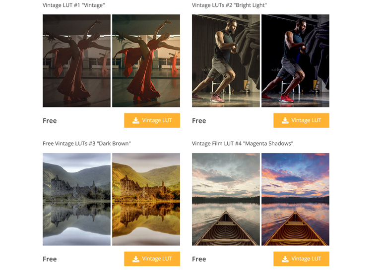 Free Vintage LUTs 