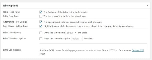 Creating Table with TablePress