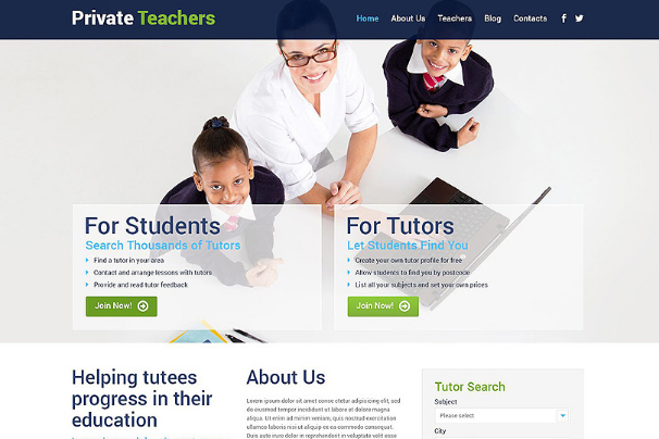 Private Teachers WordPress Theme