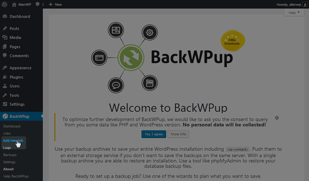 BackWPup - Add New Job