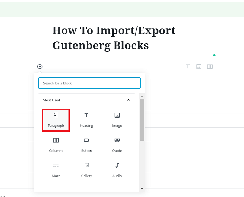 Import/Export Gutenberg Block