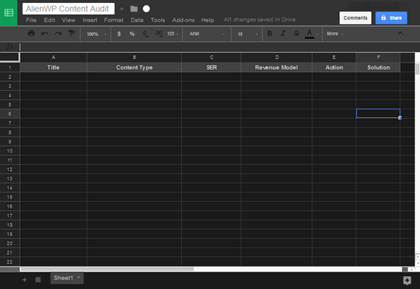 Content Audit Spreadsheet