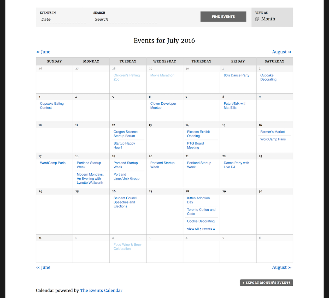 Event Calender Plugin, reating an Event