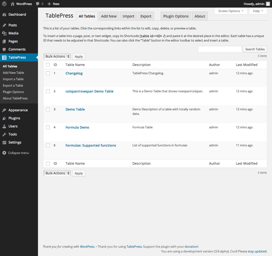 TablePress Plugin