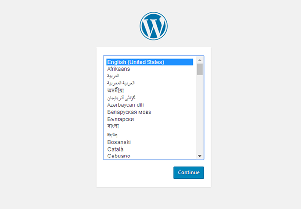 Install WordPress - Choose Language