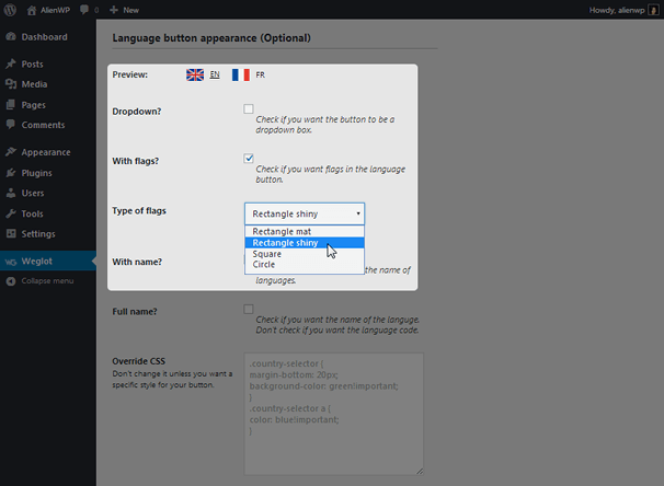 Weglot - Language Button Appearance