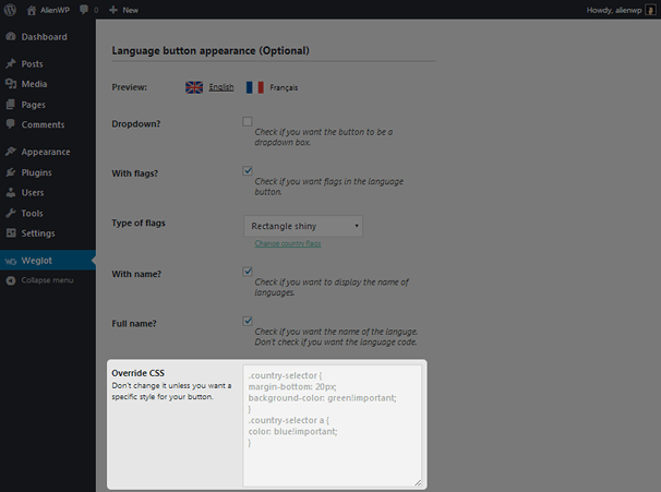 Weglot - Language Button Appearance