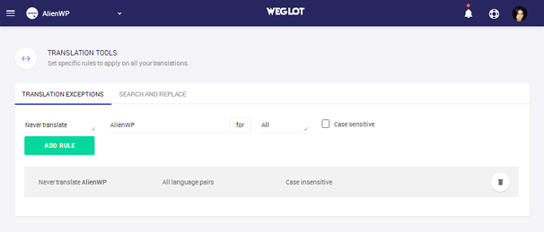 Weglot - Translation Exceptions