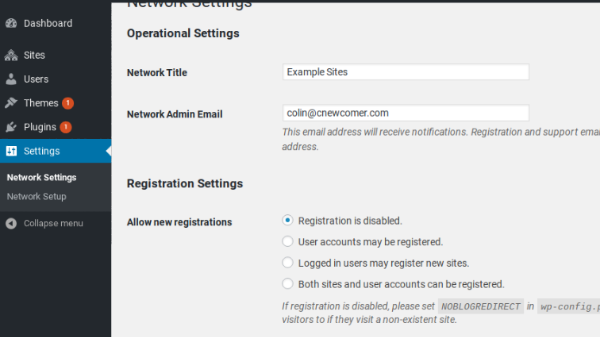 wordpress multisite settings