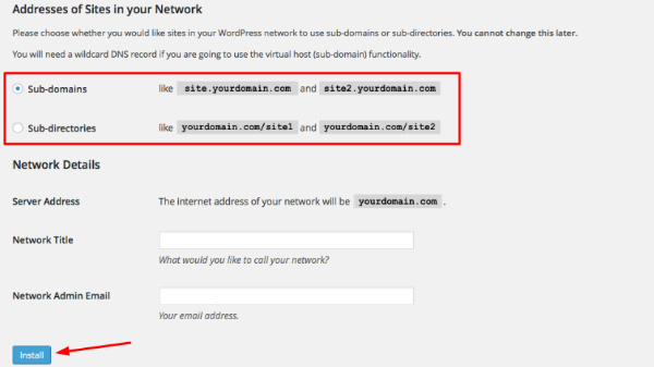 choose type of multisite link structure