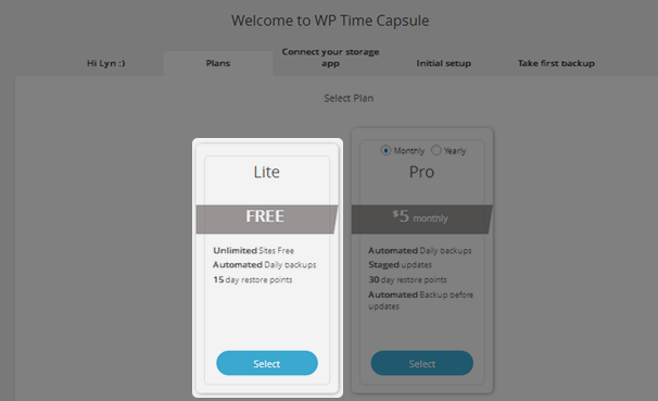 WP Time Capsule - Lite Plan