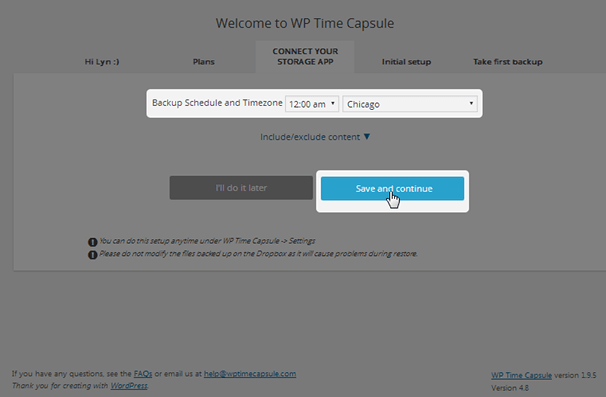 WP Time Capsule - Select Time