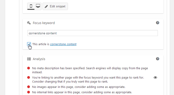 Yoast SEO - Cornerstone Content